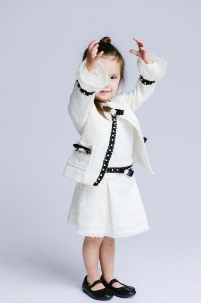Tweed white and black two piece