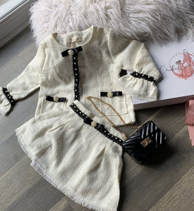 Tweed white and black two piece