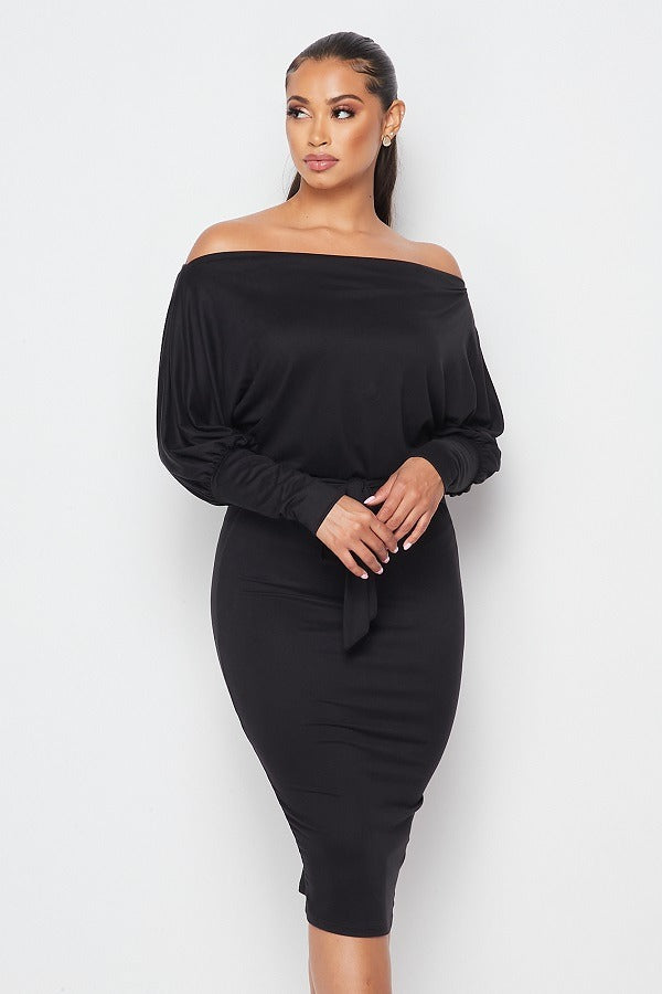 Red Dolman Sleeve Dress
