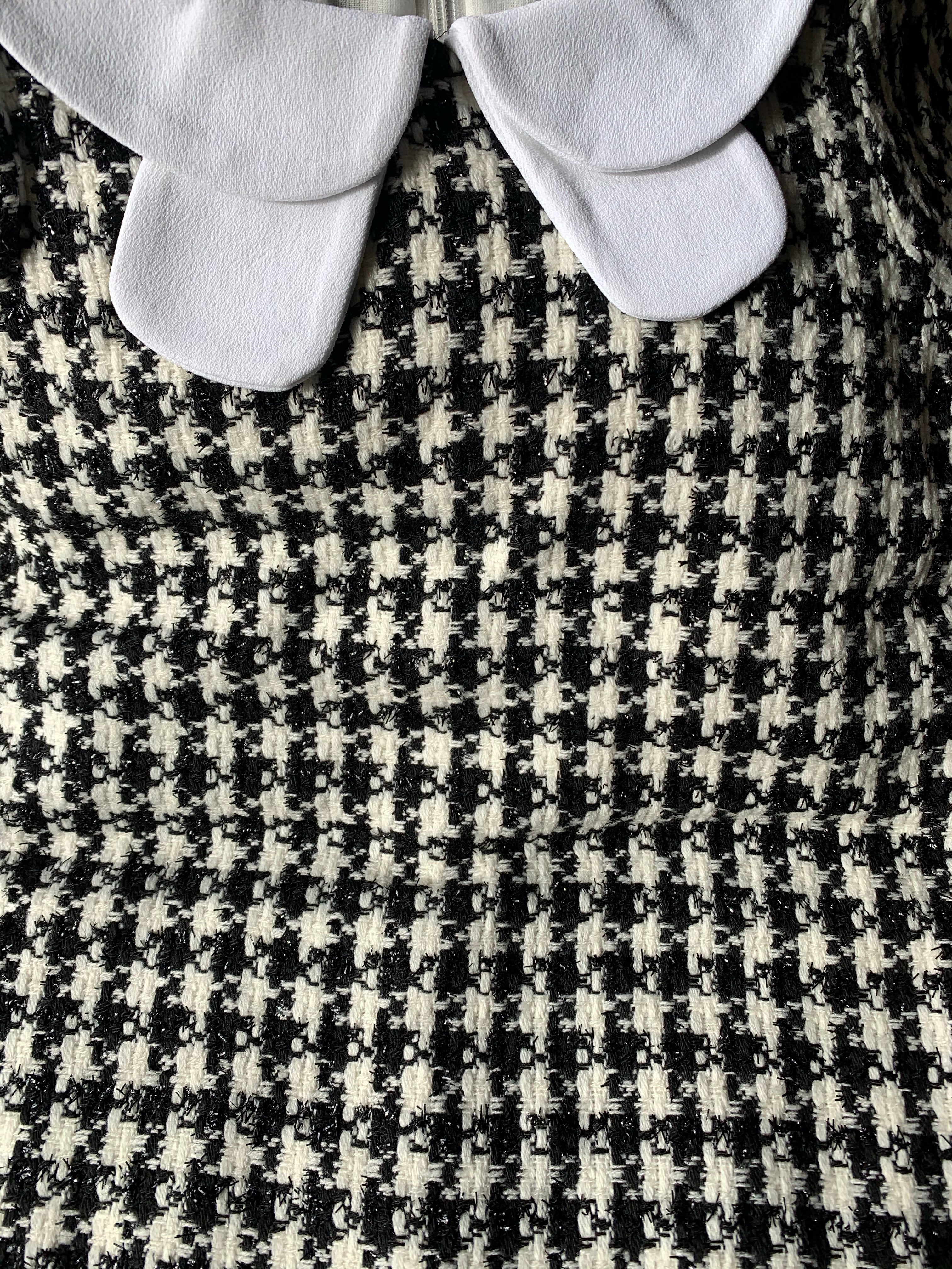 Black and Ivory Houndstooth Dress