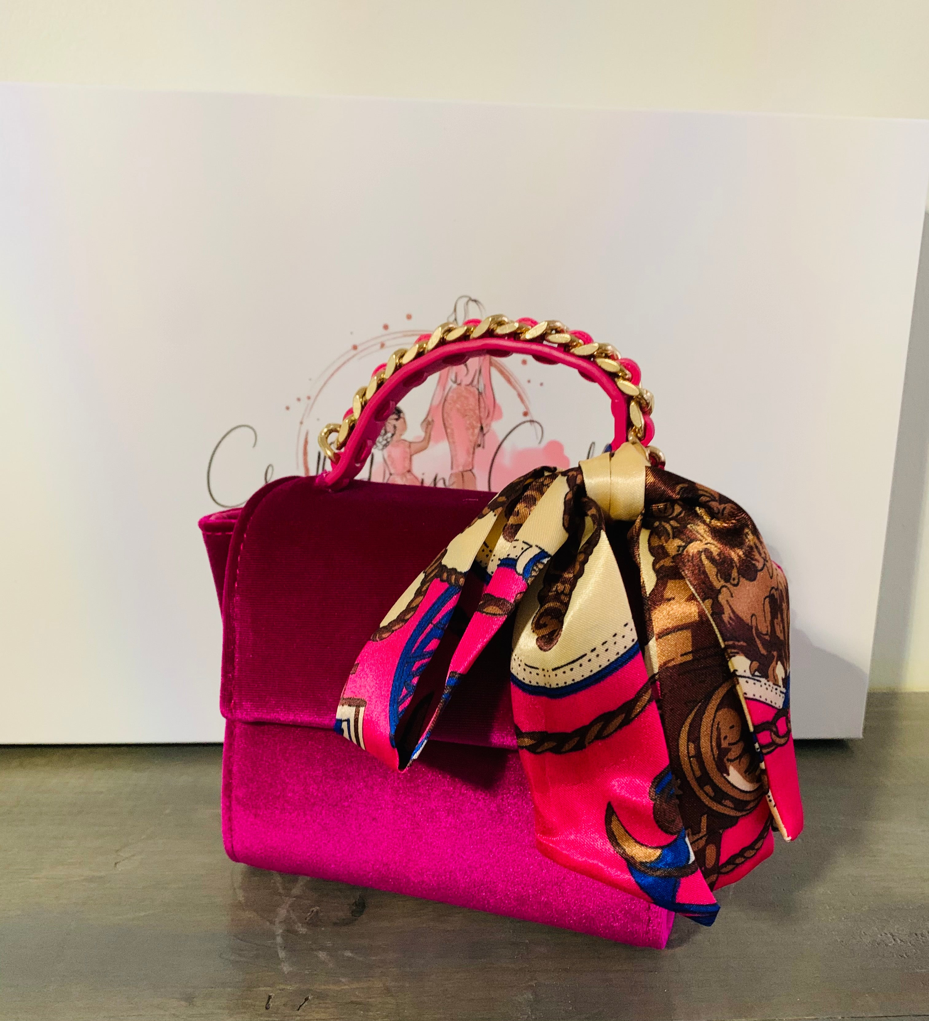 Top Handle Purse with Scarf