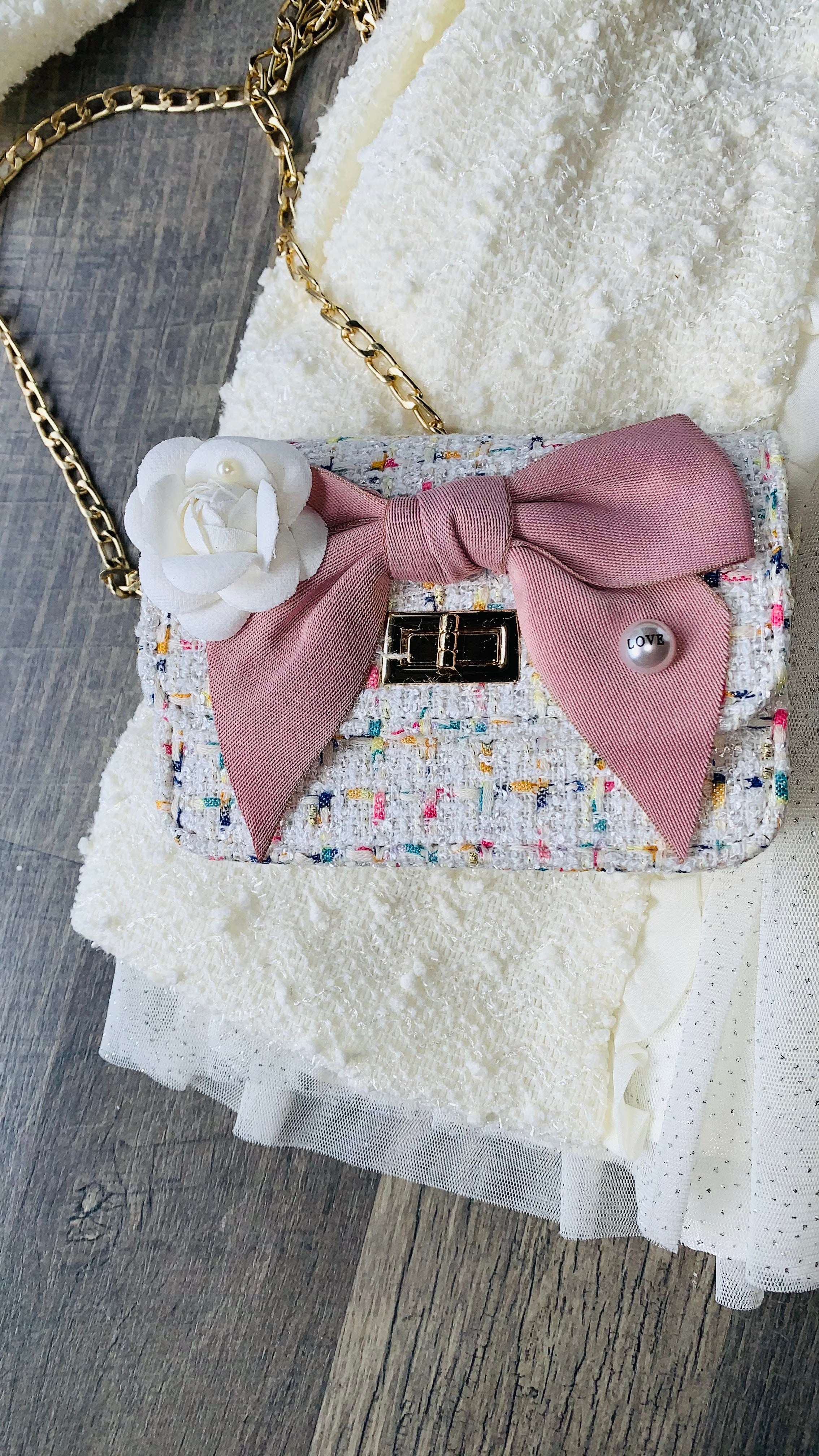 White Tweed Purse