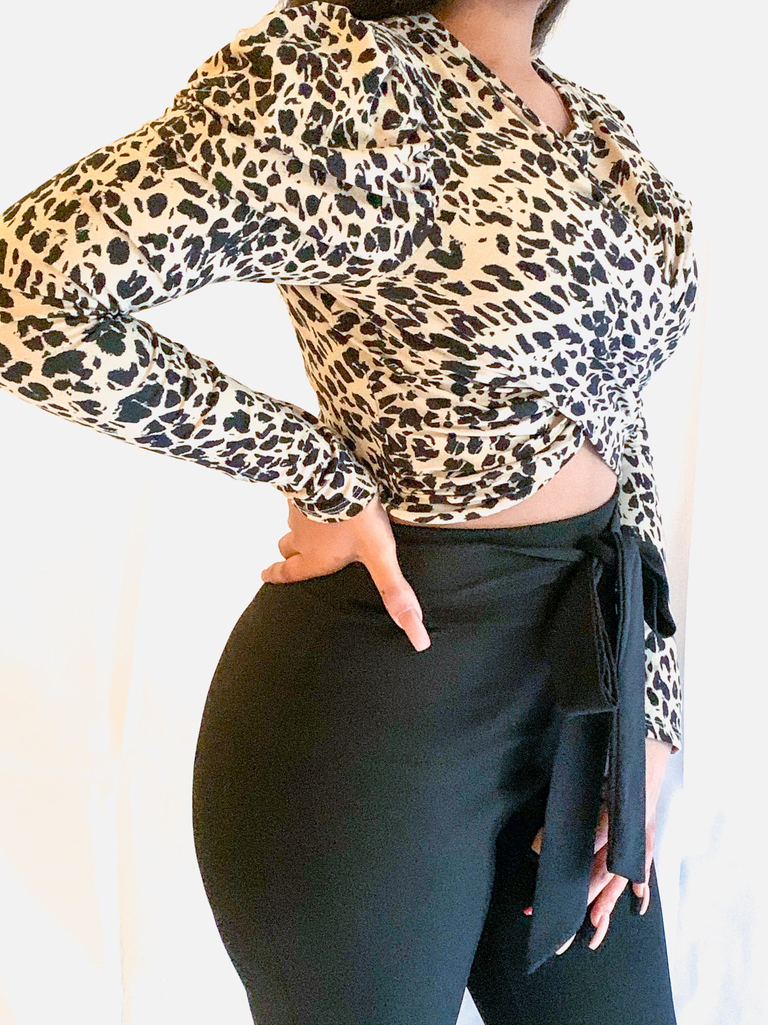 Puff Sleeve Animal Print Top