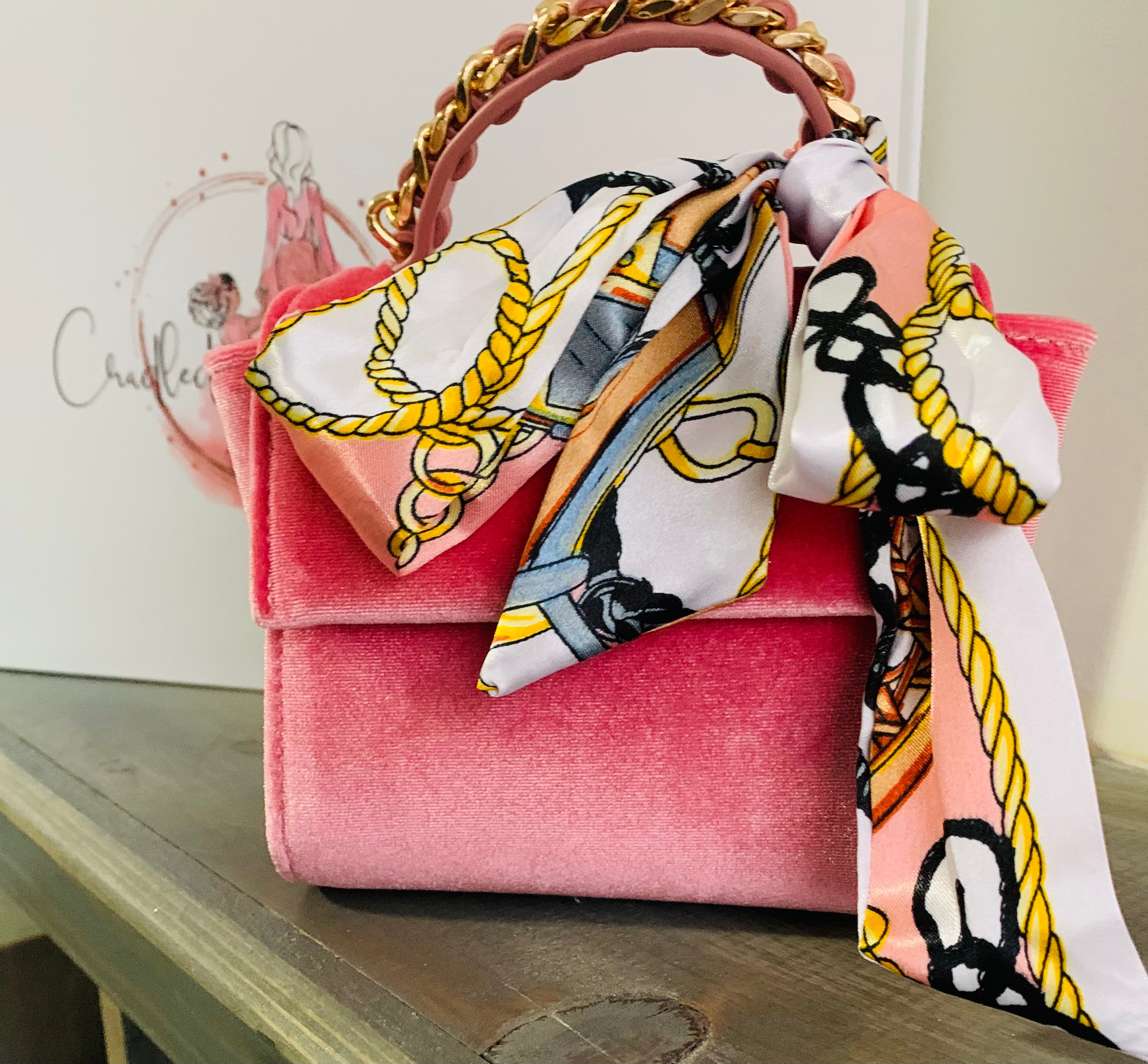 Top Handle Purse with Scarf