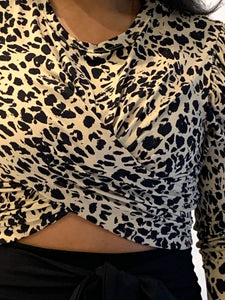 Puff Sleeve Animal Print Top