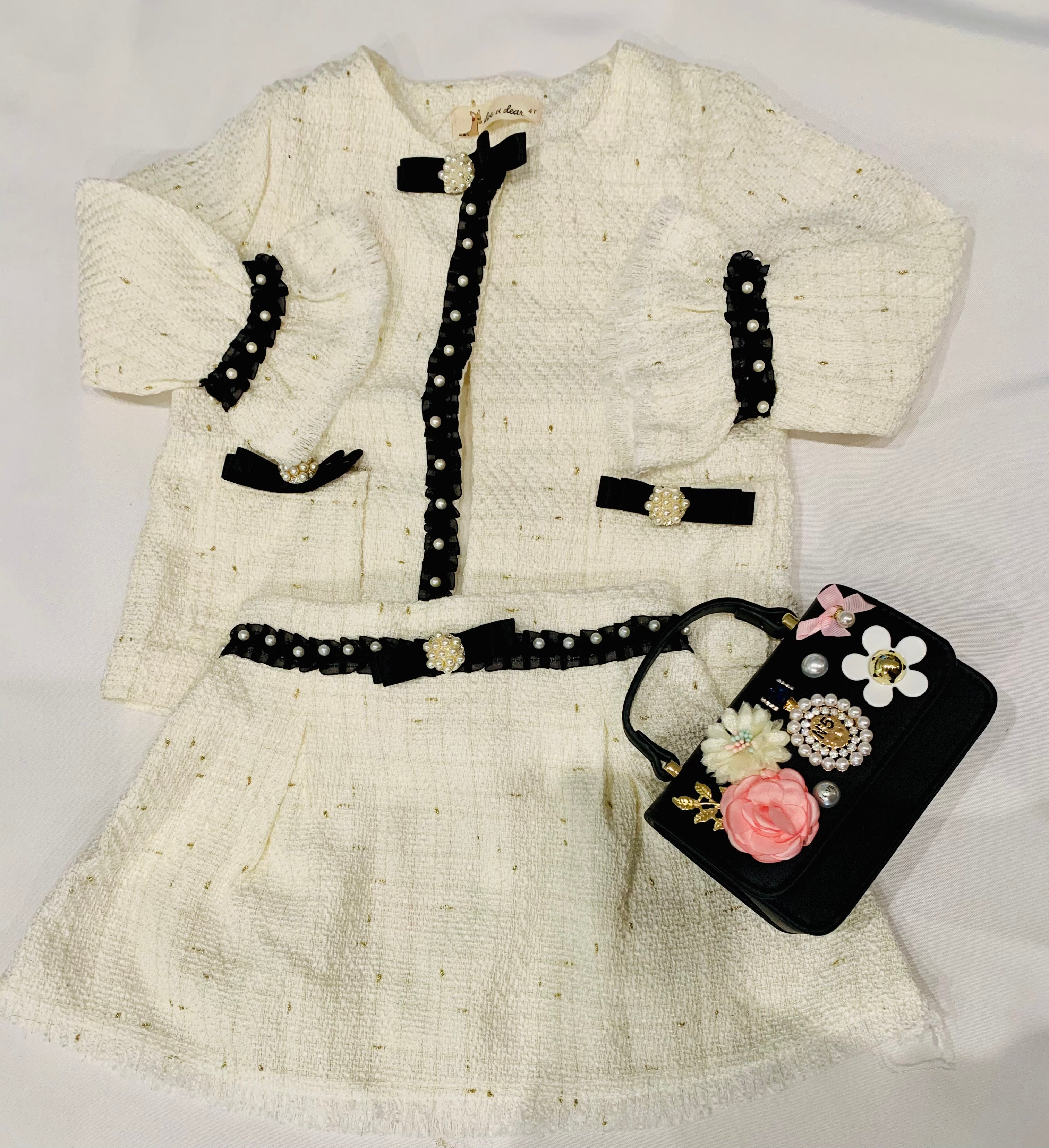 Tweed white and black two piece
