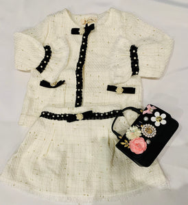 Tweed white and black two piece