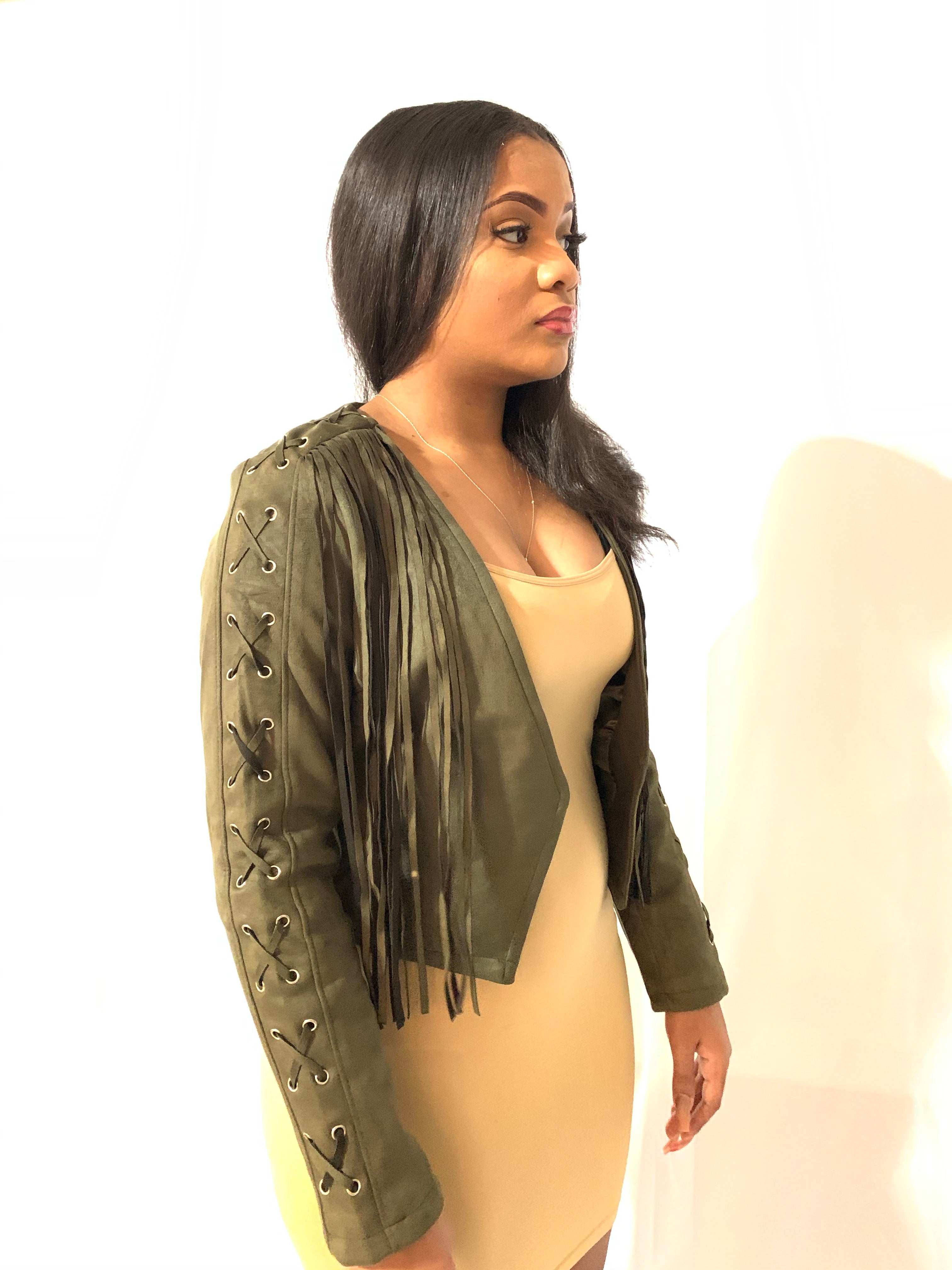 Olive Green Suede Jacket