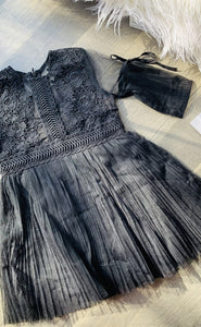 Black tulle dress with sheer sleeves