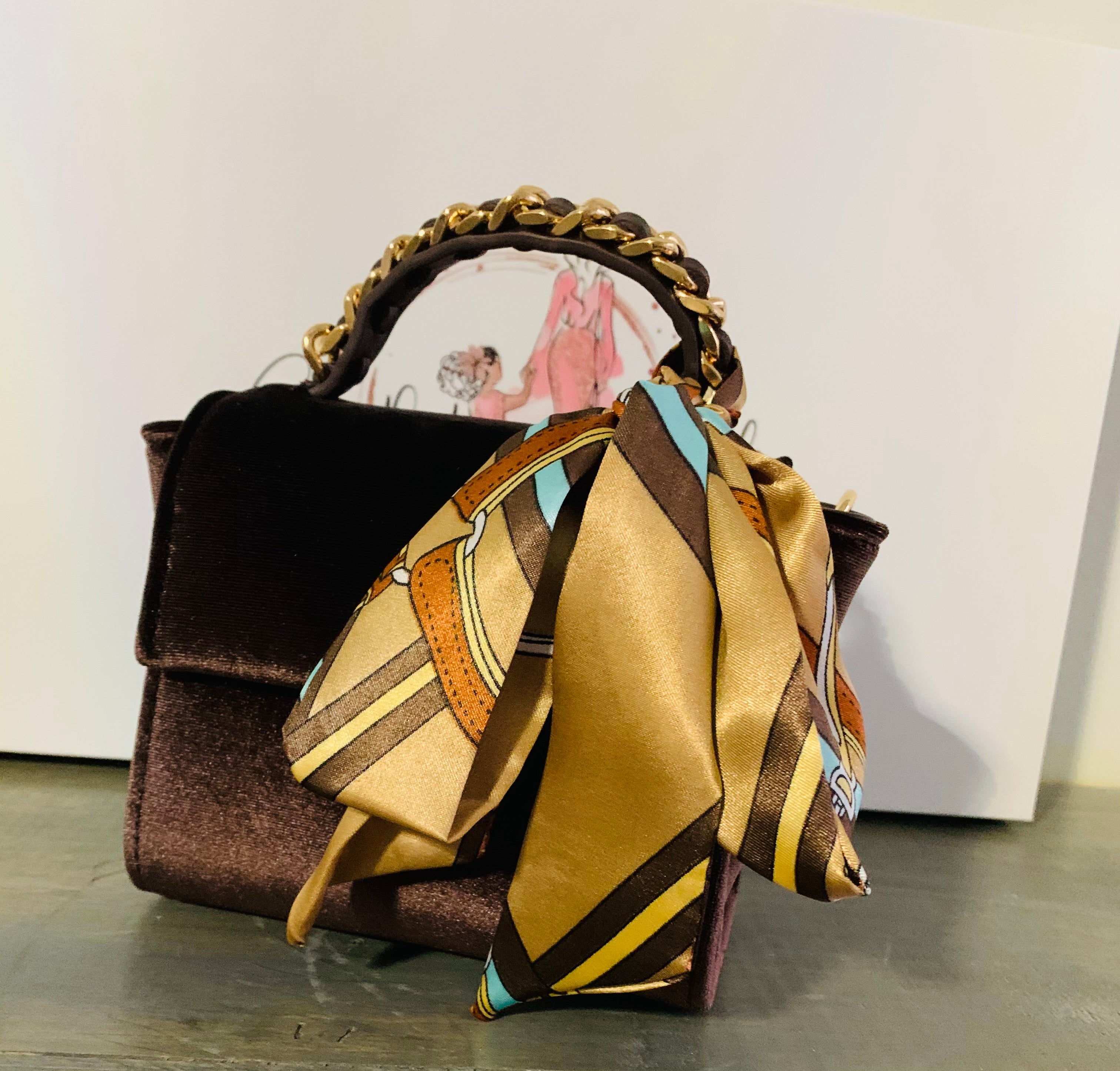 Top Handle Purse with Scarf