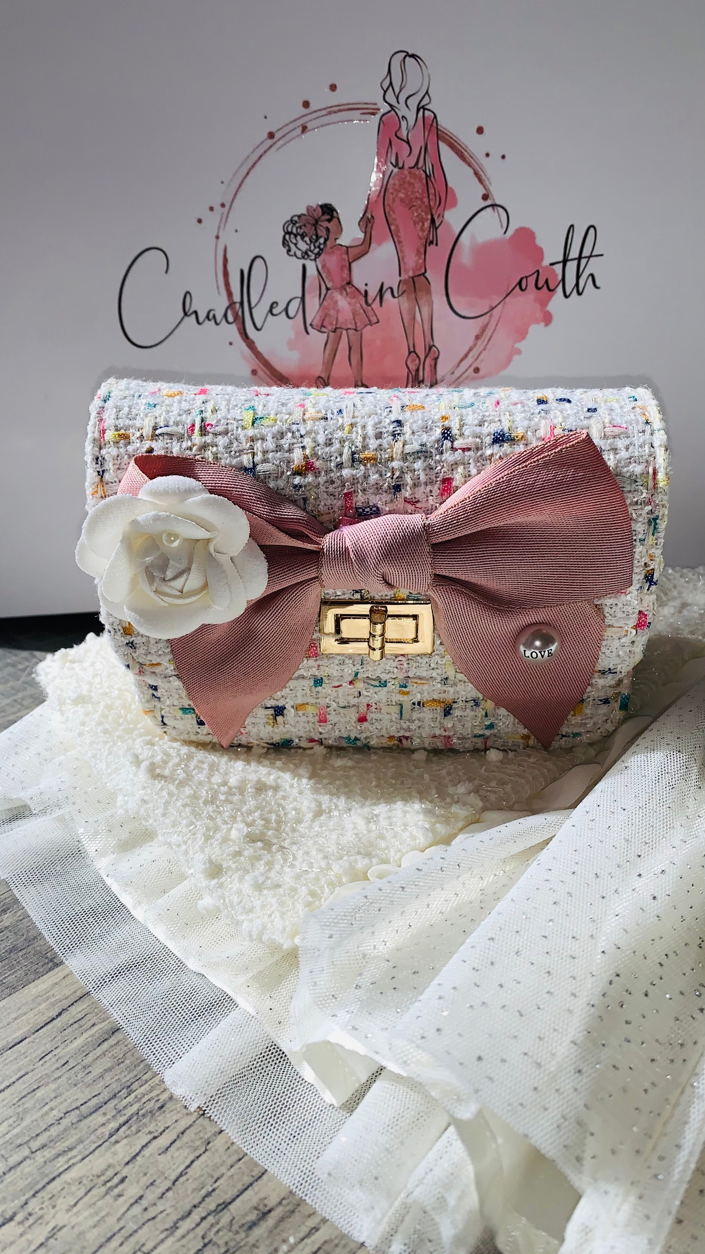 White Tweed Purse