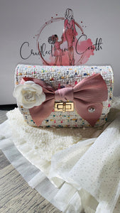 White Tweed Purse