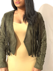Olive Green Suede Jacket